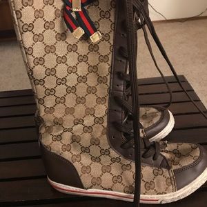 Gucci monogram zipper tall shoes
